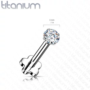 Virág Alakú Titánium Egyenesszárú Labret Piercing Fehér Színű Cirkónia Kővel