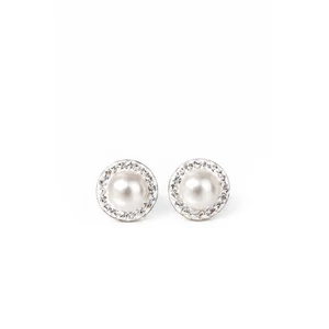 S925 Ezüst Gyöngyös Fülbevaló Fehér Swarovski® Köves Díszítéssel