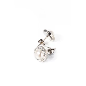 S925 Ezüst Gyöngyös Fülbevaló Fehér Swarovski® Köves Díszítéssel