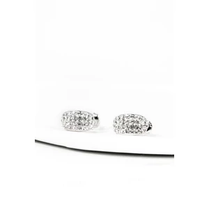 A & ONE Nyitott Félgömb Alakú Fehér Swarovski Köves S925 Ezüst Fülbevaló