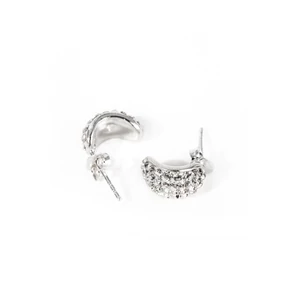 A & ONE Nyitott Félgömb Alakú Fehér Swarovski Köves S925 Ezüst Fülbevaló