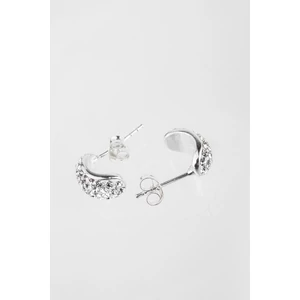 A & ONE Nyitott Félgömb Alakú Fehér Swarovski Köves S925 Ezüst Fülbevaló