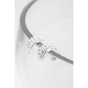 A & ONE Nyitott Félgömb Alakú Fehér Swarovski Köves S925 Ezüst Fülbevaló