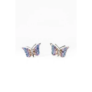 A & ONE Pillangó Alakú Lila-Rózsaszín Swarovski® Köves S925 Ezüst Fülbevaló