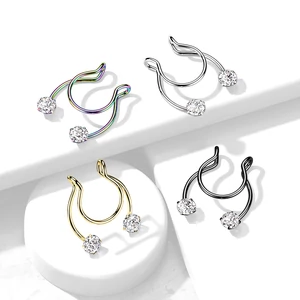 316L Orvosi Acél Ál Septum Piercing Fehér Cirkónia Köves Véggel