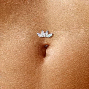 Ezüst Színű Titánium Köldök Piercing Cirkónia Kövekkel