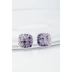 Lila Színátmenetes Swarovski® Kristályokkal Kirakott S925 Ezüst Kocka Fülbevaló