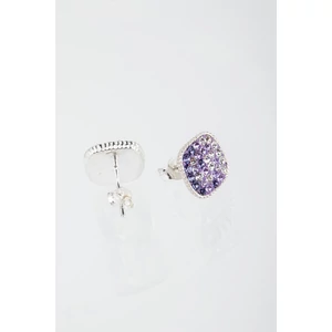 Lila Színátmenetes Swarovski® Kristályokkal Kirakott S925 Ezüst Kocka Fülbevaló