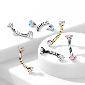 Ezüst Színű Köves Titánium Szemöldök Piercing