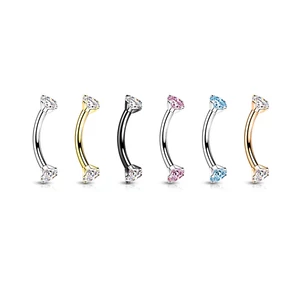 Ezüst Színű Köves Titánium Szemöldök Piercing