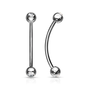 Ezüst Színű 316L Orvosi Acél Szemöldök Piercing Fehér Kővel
