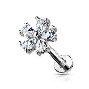 A & ONE Ezüst Színű Virág Formájú Orvosi Acél Labret Piercing