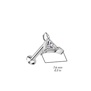 Ezüst Cirkónia Kövekkel Díszített 316L Orvosi Acél Egyenesszárú Labret Piercing