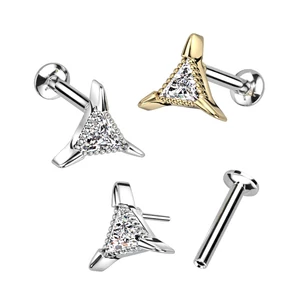Ezüst Cirkónia Kövekkel Díszített 316L Orvosi Acél Egyenesszárú Labret Piercing