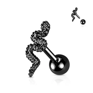 Fekete Kígyó Alakú 316L Orvosi Acél Egyenesszárú Barbell Piercing