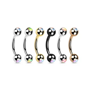 Orvosi Acél Szemöldök Piercing Színváltós Kővel