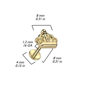 Korona Alakú Titánium Egyenesszárú Labret Piercing