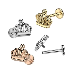 Korona Alakú Titánium Egyenesszárú Labret Piercing