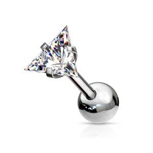 Ezüst Színű 316L Orvosi Acél Fehér Cirkónia Kővel Díszített Egyenesszárú Barbell Piercing