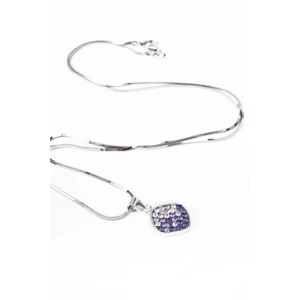 A & ONE S925 Ezüst Nyaklánc Négyzet Alakú Lila És Fehér Swarovski® Köves Medállal 