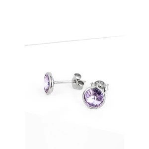 Lila Swarovski Kővel Díszített S925 Ezüst Fülbevaló
