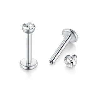 Titanium Labret Ezüst Színű Piercing Kővel