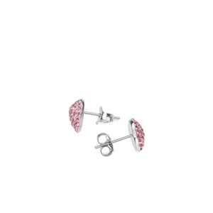Rózsaszín Swarovski® Kristályokkal Kirakott S925 Ezüst Szíves Fülbevaló