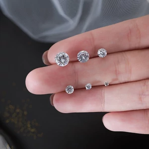 S999 Ezüst Kör Alakú Köves Fülbevaló - 3 mm