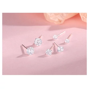 S999 Ezüst Kör Alakú Köves Fülbevaló - 3 mm