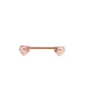 Rózsaarany Rozsdamentes Acél Cirkónia Kővel Díszített Szív Alakú Mell Barbell Piercing