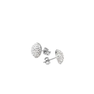 Fehér színű Swarovski Kövekkel Díszített Apró S925 Ezüst Fülbevaló -10mm