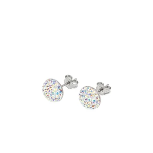 Swarovski Színjátszós Kövekkel Díszített Apró S925 Ezüst Fülbevaló -8mm