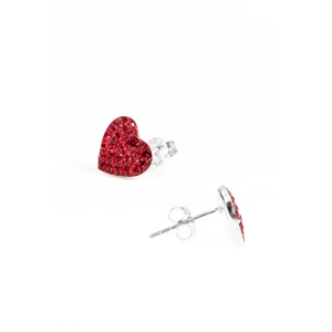 Szív Alakú Piros Swarovski® Kristályokkal Kirakott S925 Ezüst Fülbevaló - 10 mm