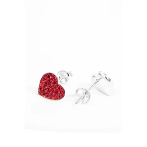 Szív Alakú Piros Swarovski® Kristályokkal Kirakott S925 Ezüst Fülbevaló - 10 mm