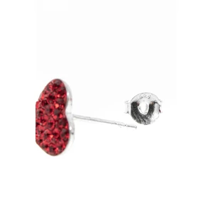 Szív Alakú Piros Swarovski® Kristályokkal Kirakott S925 Ezüst Fülbevaló - 10 mm