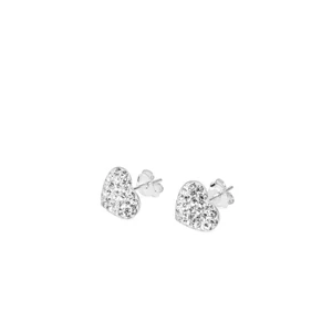 Fehér Szív Alakú Swarovski® Kristályokkal Kirakott S925 Ezüst Fülbevaló -10mm