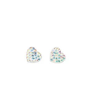 Szív Alakú Swarovski® Kristályokkal Kirakott S925 Ezüst Fülbevaló - 9 mm