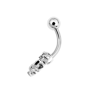 Ezüst Színű 316 L Orvosi Acél Virág Mintás Köldök Piercing