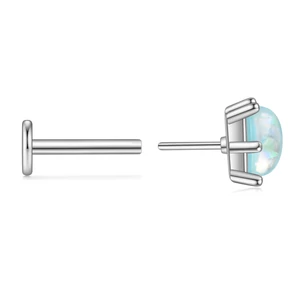 316L Orvosi Acél Push-in Labret Piercing Kék Kővel