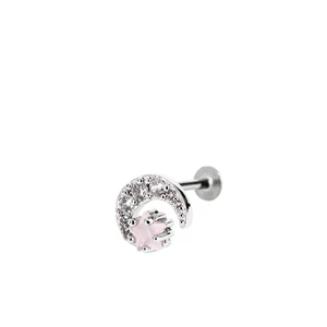 A & ONE Ezüst Színű Hold Alakú Rozsdamentes Acél Labret Piercing