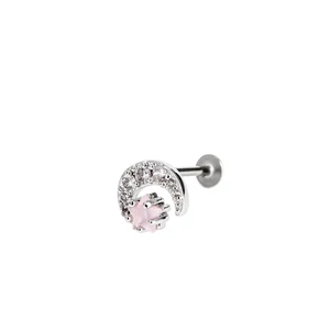 A & ONE Ezüst Színű Hold Alakú Rozsdamentes Acél Labret Piercing