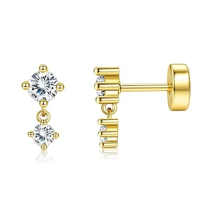 A & ONE 316L Arany Színű Lógós Labret Piercing Cirkónia Kővel