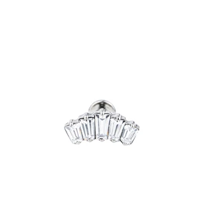 A & ONE Ezüst Színű Titánium Labret Piercing Fehér Cirkónia Kövekkel
