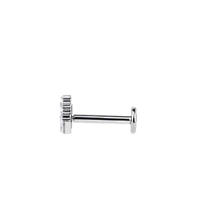 A & ONE Ezüst Színű Titánium Labret Piercing Fehér Cirkónia Kövekkel