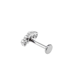 A & ONE Ezüst Színű Titánium Labret Piercing Fehér Cirkónia Kövekkel