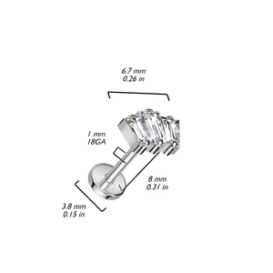 Ezüst SzínűTitánium Egyenesszárú Labret Piercing Kövekkel Díszítve