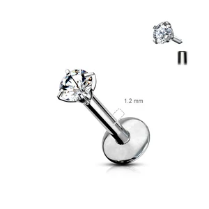 A & ONE Ezüst Színű Titánium Labret Piercing Kővel