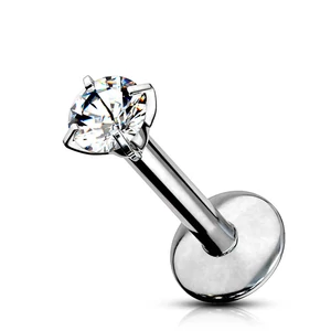 A & ONE Ezüst Színű Titánium Labret Piercing Kővel