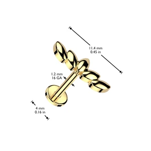 A & ONE Arany Színű 316L Orvosi Acél Labret Piercing
