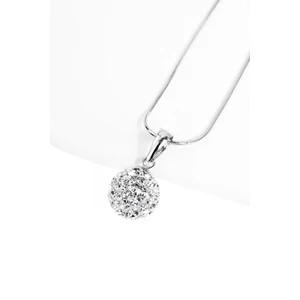 Fehér Swarovski Kövekkel Díszített S925 Ezüst Gömb Medállal Díszített Nyaklánc